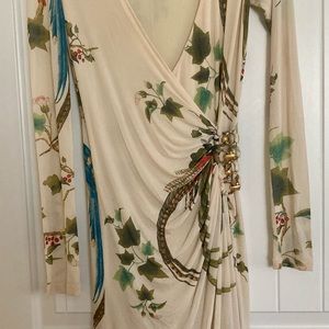 Vintage Roberto Cavalli bird gold chain dress